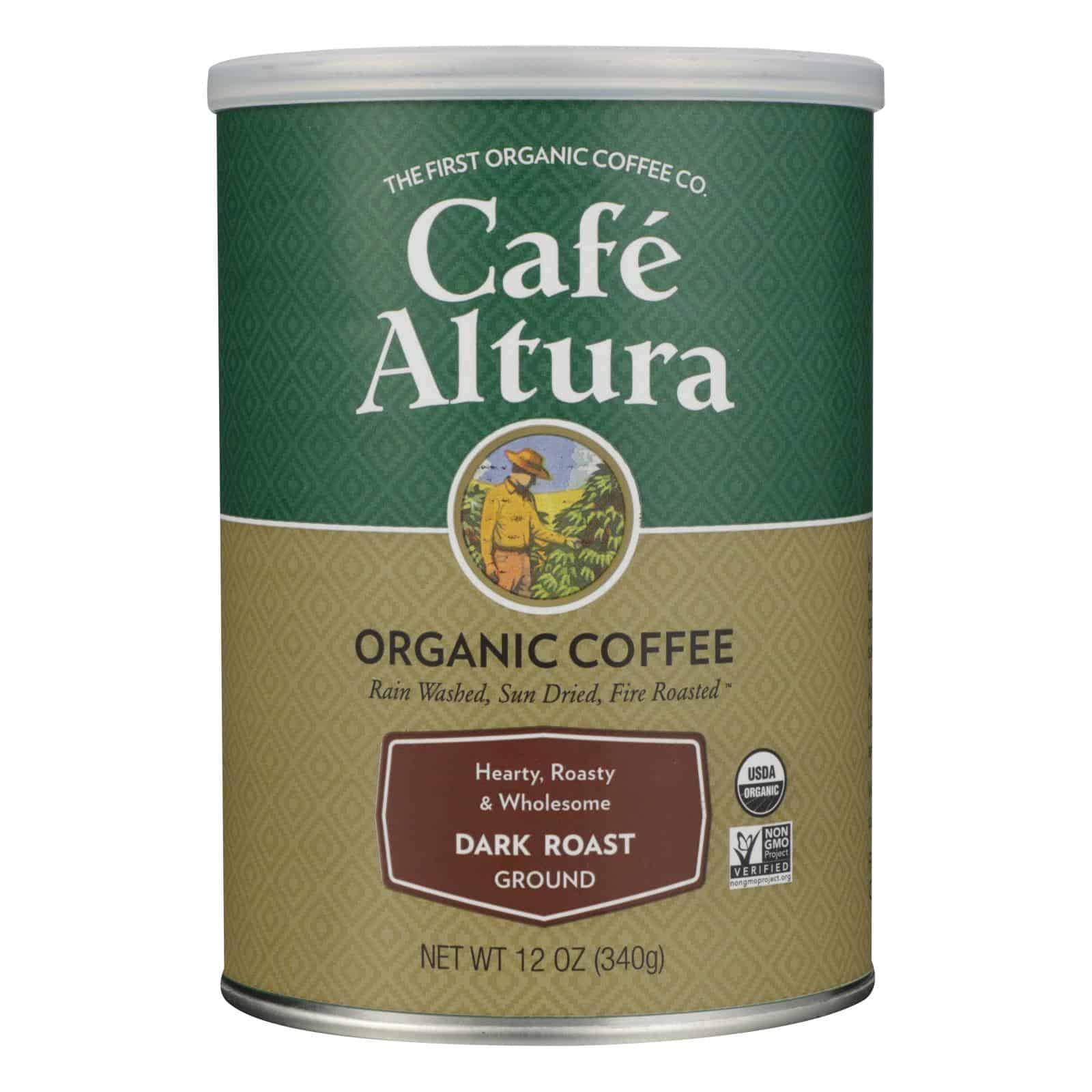 Cafe Altura - Organic Ground Coffee - Dark Roast - Case of 6 - 12 oz.