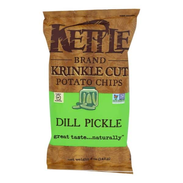 Kettle Brand Krinkle Cut Potato Chips - Dill Pickle - Case of 15 - 5 oz. - Image 3