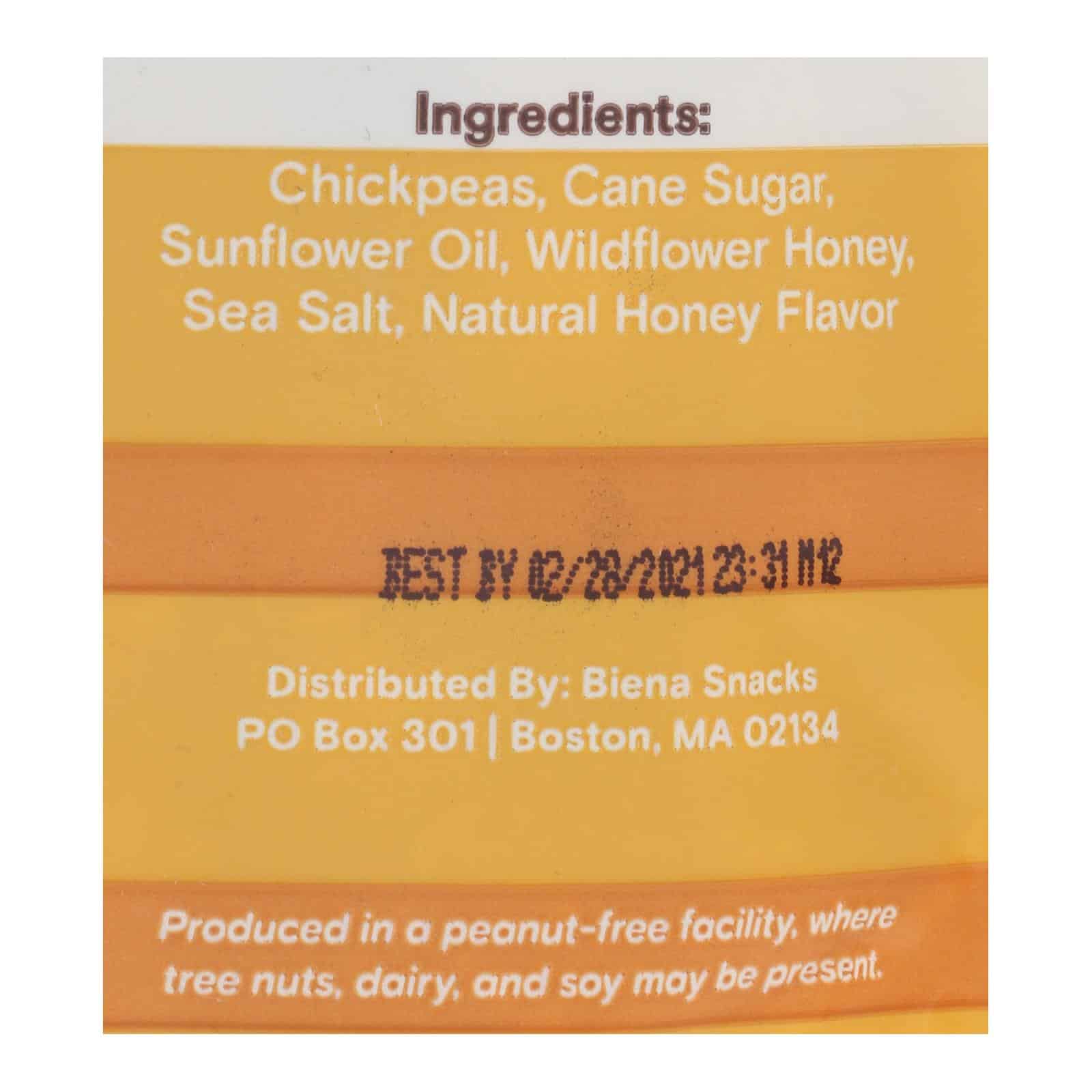 Biena Chickpea Snacks - Honey Roasted - Case of 8 - 5 oz. - Image 2