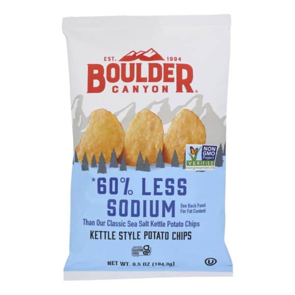 Boulder Canyon Kettle Cooked Potato Chips, 60% Lower Sodium  - Case of 12 - 6.5 OZ - Image 2