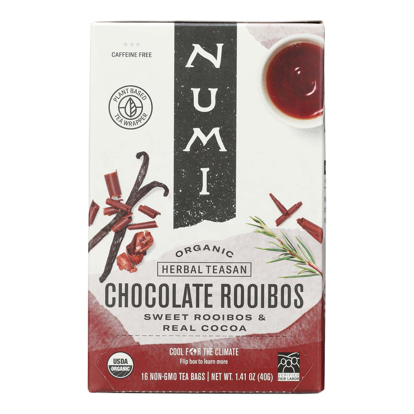 Numi Organic Tea Herbal Tea, Chocolate Rooibos - Case of 6 - 16 BAG