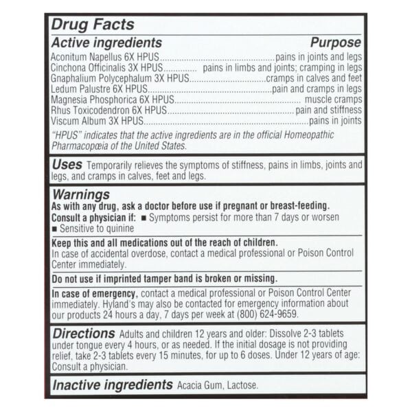 Hyland's Leg Cramps - 50 Quick Disolving Tablets - Image 2