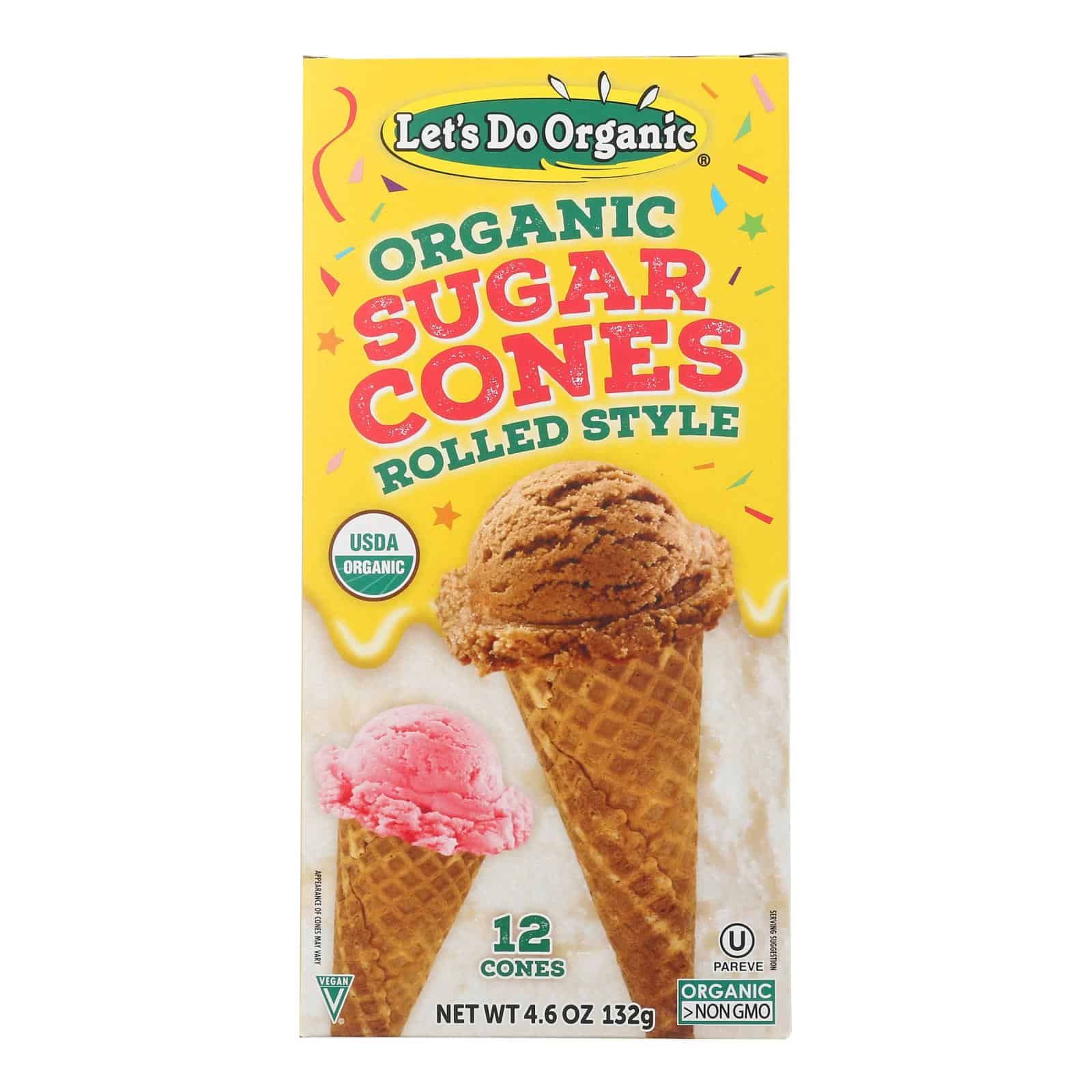 Let's Do Organics Ice Cream Cones - Sugar - Case of 12 - 4.6 oz. - Image 2