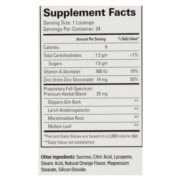 Quantum TheraZinc Cold Season Plus Lozenges Orange - 14 mg - 24 Lozenges - Image 2