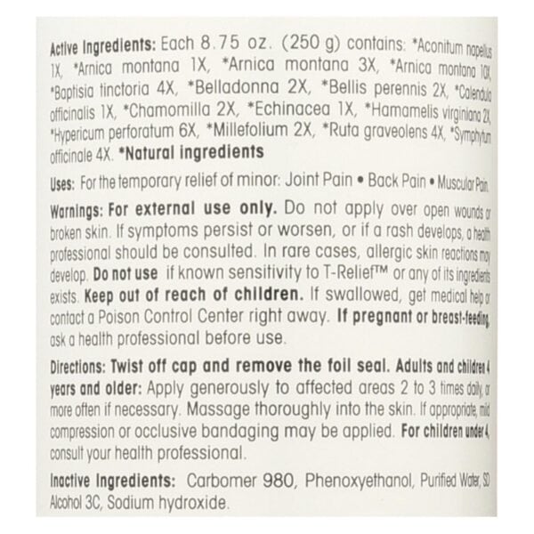 T-Relief - Pain Relief Gel - Arnica - 8.75 oz - Image 2