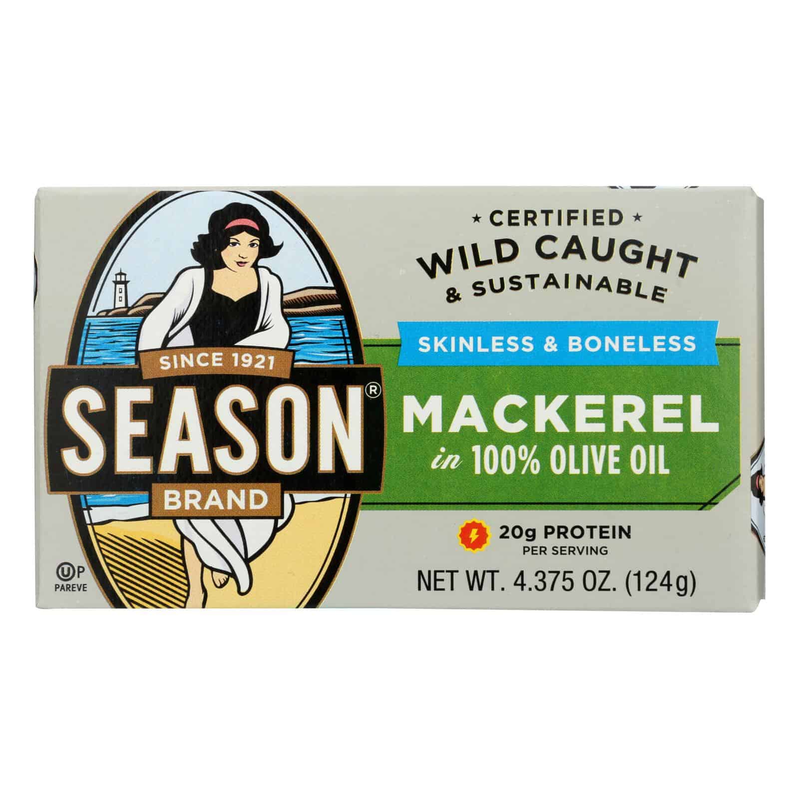 Season Brand Mackerels - Fillets - in Olive Oil - 4.375 oz - case of 12