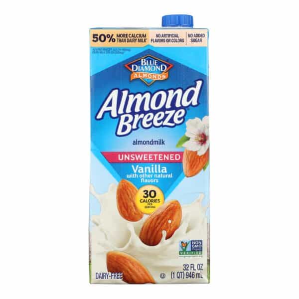 Almond Breeze - Almond Milk - Unsweetened Vanilla - Case of 12 - 32 fl oz.