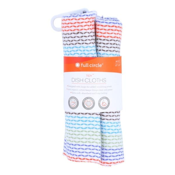 Full Circle Home Tidy Dish Cloths - 12 inch x 12 inch - 3 Pack