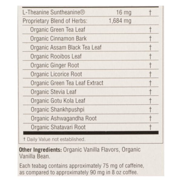 Yogi Perfect Energy Herbal Tea Vanilla Spice - 16 Tea Bags - Case of 6