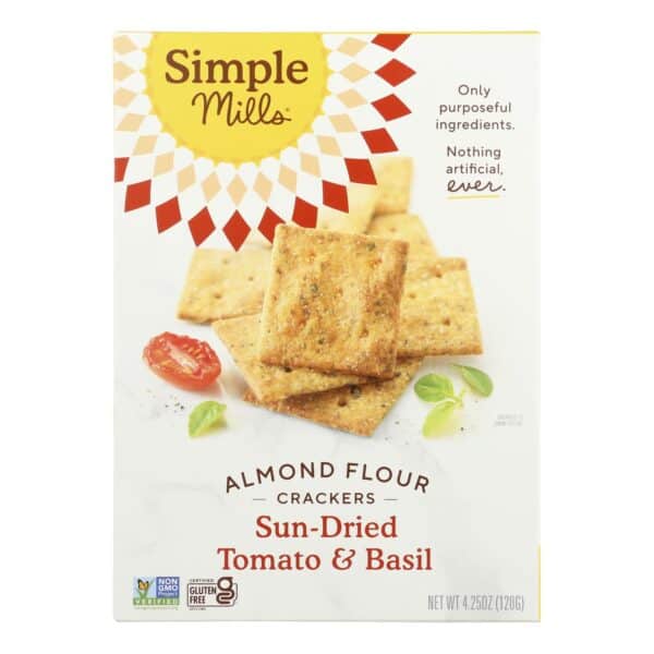 Simple Mills Sun Dried Tomato and Basil Almond Flour Crackers - Case of 6 - 4.25 oz. - Image 3