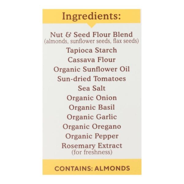 Simple Mills Sun Dried Tomato and Basil Almond Flour Crackers - Case of 6 - 4.25 oz.
