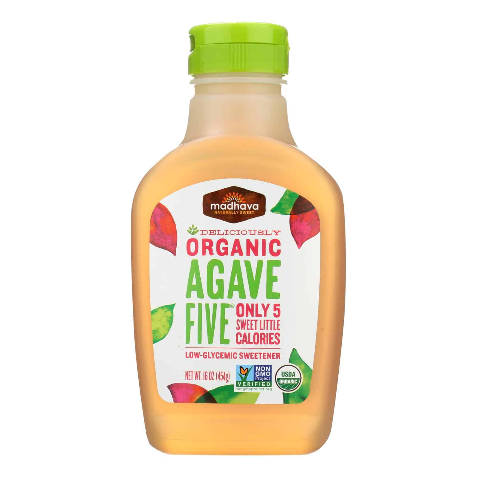 Madhava Honey Organic Agave Five Nectar - Case of 6 - 16 oz. - Image 2