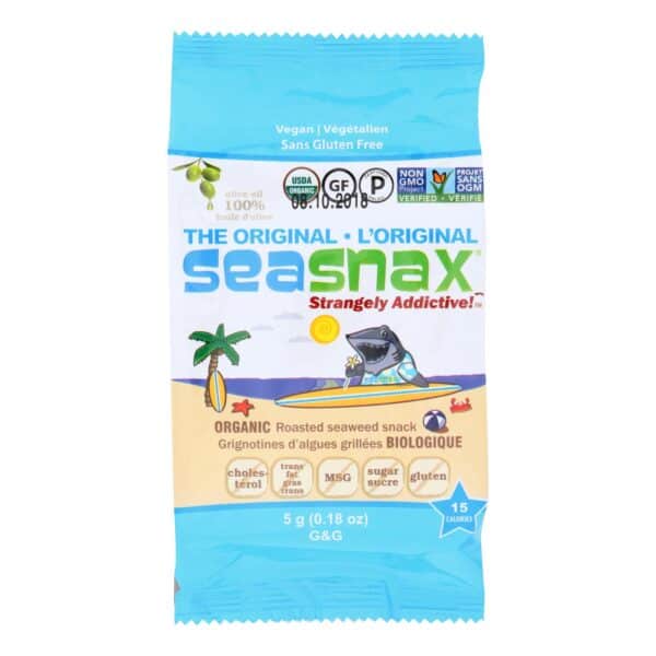 Seasnax Organic Seasnax Original Roasted Seaweed Snack - Case of 24 - 0.18 oz. - Image 2