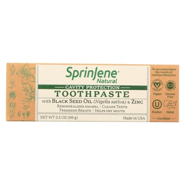 Sprinjene Natural Toothpaste - with Floride - 3.5 oz - Image 2