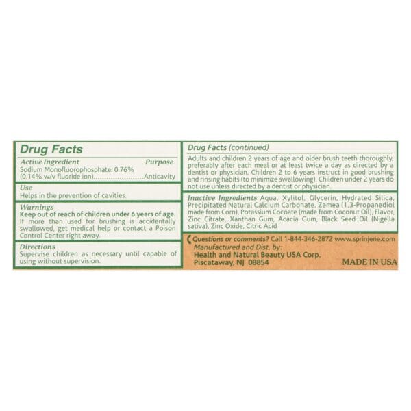 Sprinjene Natural Toothpaste - with Floride - 3.5 oz - Image 3