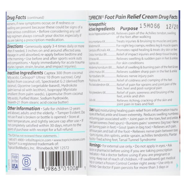 Topricin Foot Therapy Cream - 8 oz - Image 2