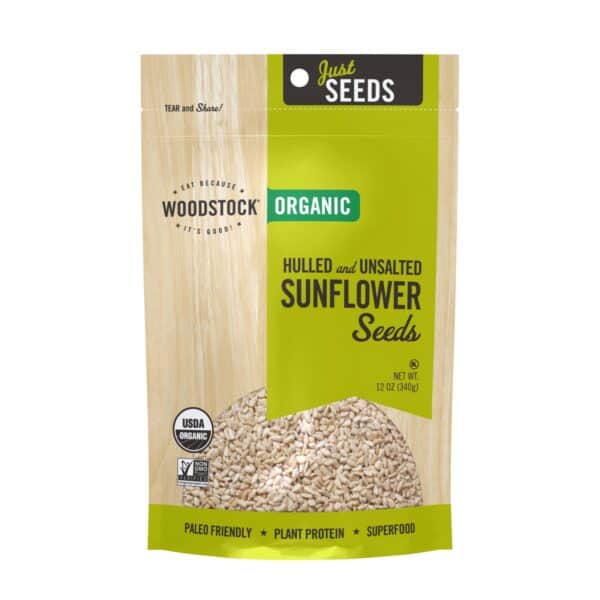 Woodstock Organic Hulled and Unsalted Sunflower Seeds - Case of 8 - 12 OZ - Image 3