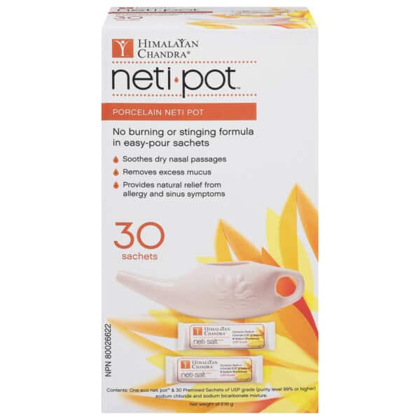 Himalayan Chandra Neti Pot - Porcelain - with 30 Sachets - 1 Count