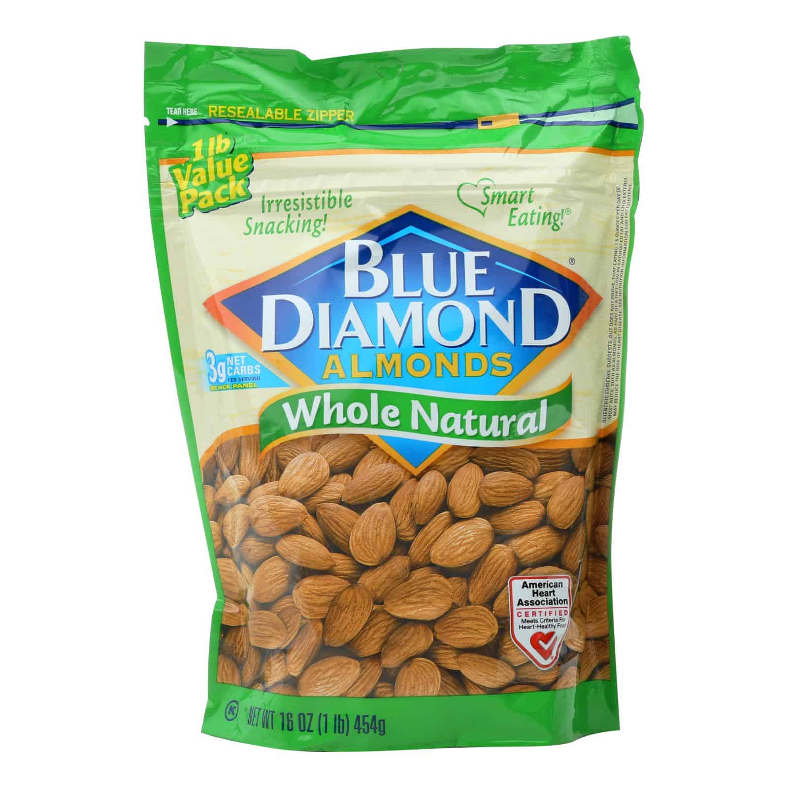 Blue Diamond Whole Natural Almonds - Case of 6 - 16 OZ - Image 3