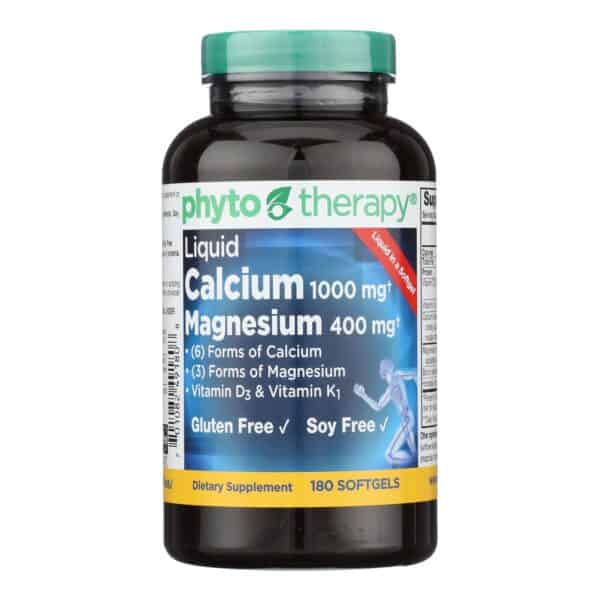 Phyto-Therapy Liquid Calcium with Magnesium - 1000 mg - 180 Softgels
