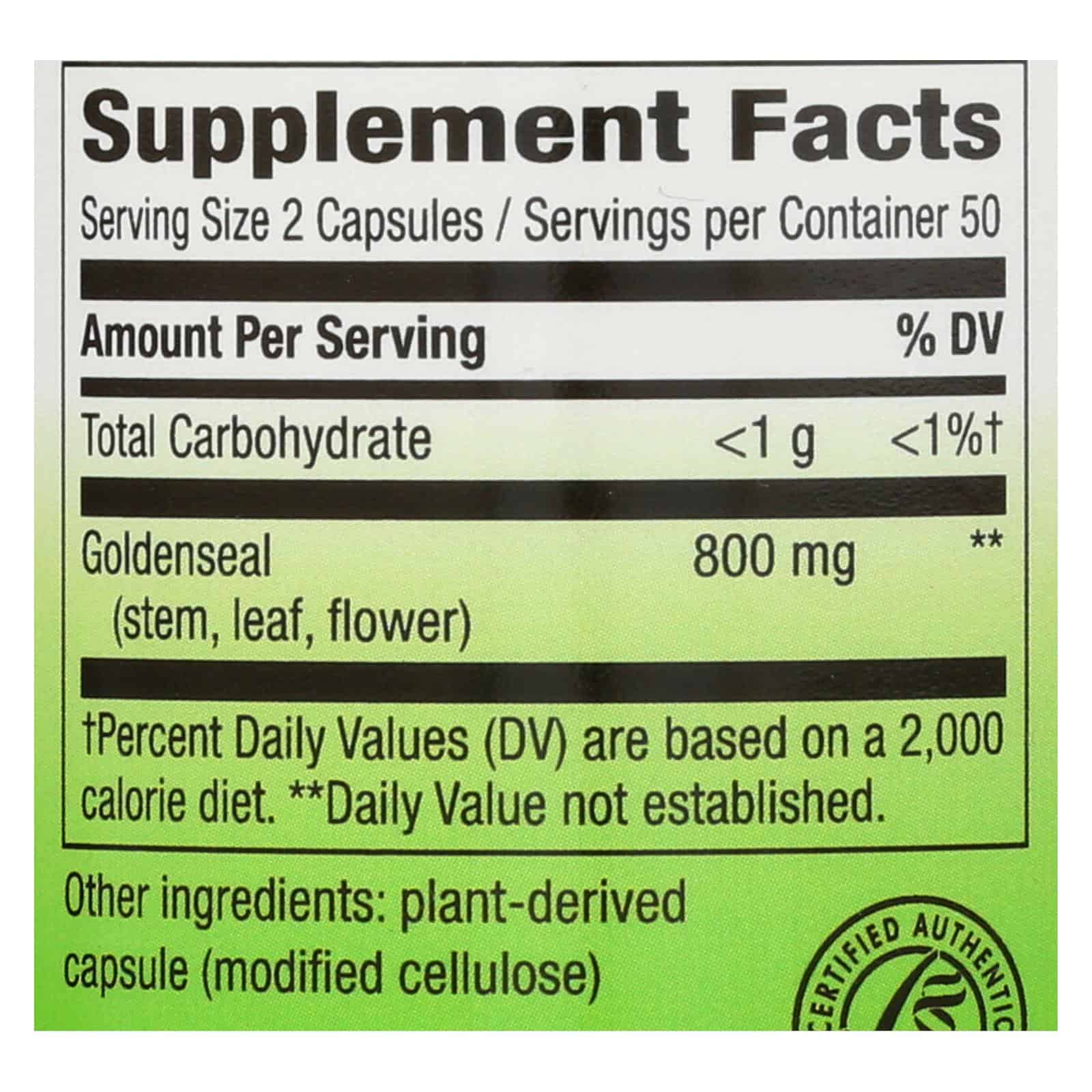 Nature's Way - Goldenseal Herb - 100 Capsules - Image 2