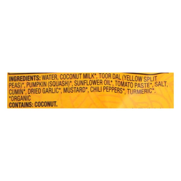 Tasty Bite - Entree Coconut Sqsh Dal - Case of 6-10 OZ