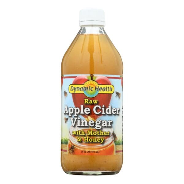 Dynamic Health Apple Cider Vinegar - with the Mother and Natural Honey - Glass Bottle - 16 oz - Image 2