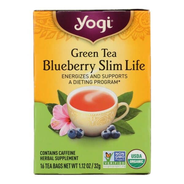 Yogi Green Slim Life Herbal Tea Blueberry - 16 Tea Bags - Case of 6 - Image 2