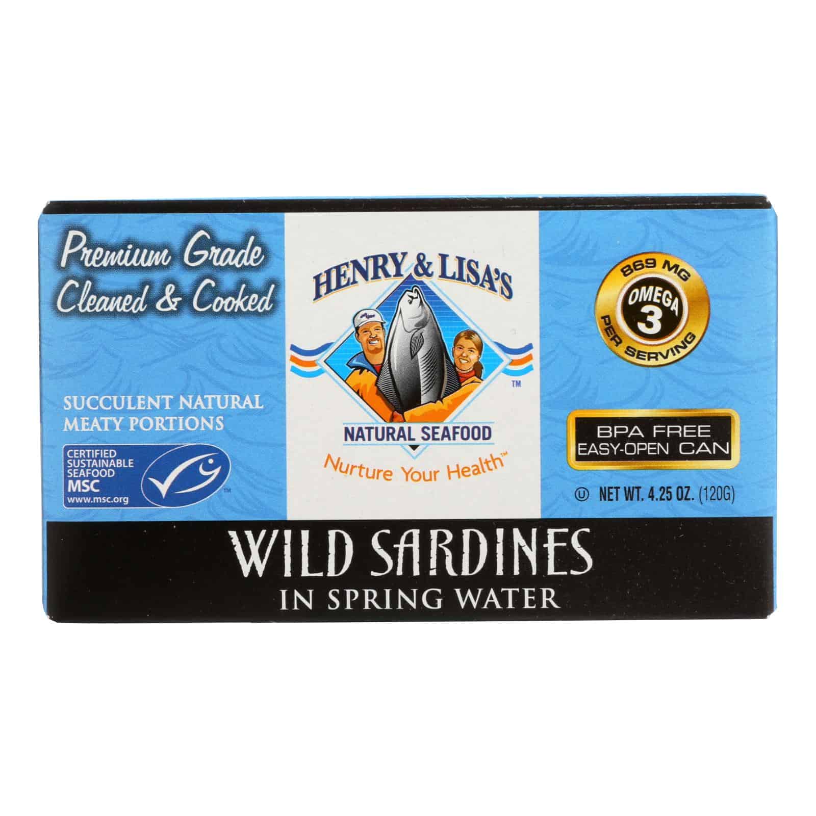 Henry and Lisa's Natural Seafood Wild Sardines in Spring Water - Case of 12 - 4.25 oz. - Image 3