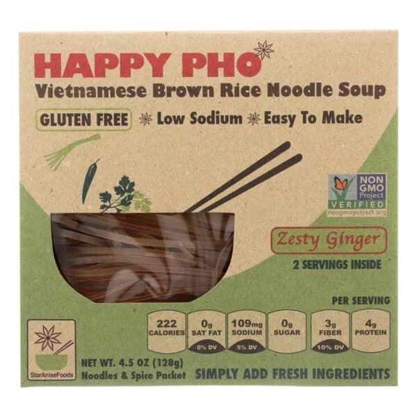 Star Anise Foods Soup - Brown Rice Noodle - Vietnamese - Happy Pho - Zesty Ginger - 4.5 oz - case of 6 - Image 3