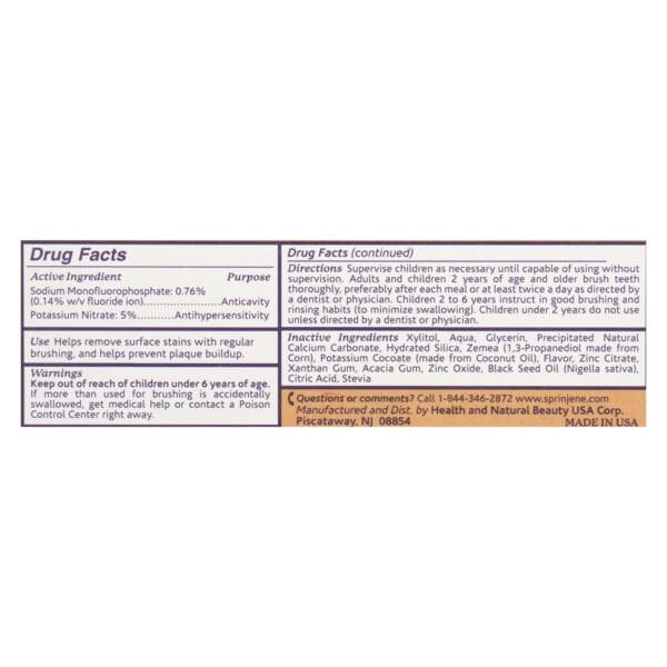 Sprinjene Natural Toothpaste - Sensative - Flouride - 3.5 oz - Image 2