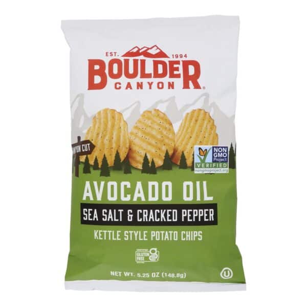 Boulder Canyon - Avocado Oil Canyon Cut Potato Chips - Sea Salt and Cracked Pepper - Case of 12 - 5.25 oz. - Image 2