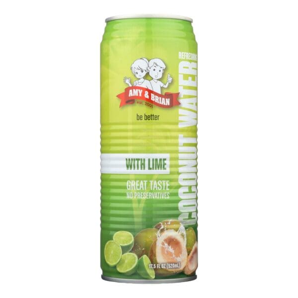 Amy and Brian - Coconut Water with Lime - Case of 12 - 17.5 fl oz - Image 2