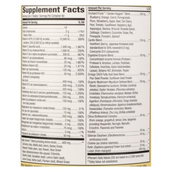 Nature's Way - Alive! Max3 Daily Multi-Vitamin - Max Potency - No Iron Added - 180 Tablets - Image 2