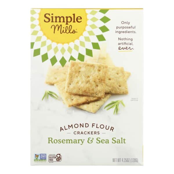 Simple Mills Rosemary and Sea Salt Almond Flour Crackers - Case of 6 - 4.25 oz.