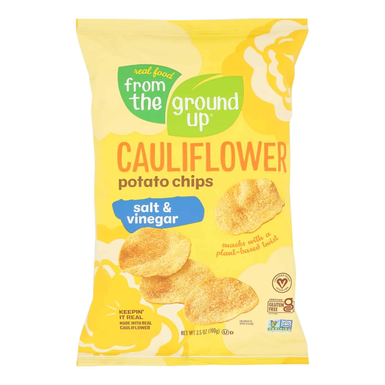 From the Ground Up Salt & Vinegar Cauliflower Chips - Case of 12 - 3.5 OZ