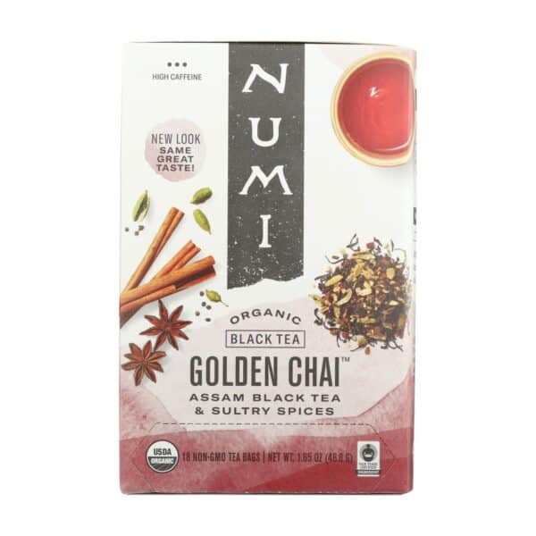 Numi Golden Chai Spiced Assam Black Tea - 18 Tea Bags - Case of 6 - Image 2