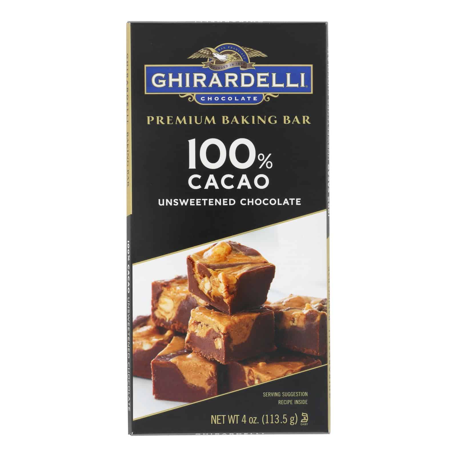 Ghirardelli Premium Baking Bar - 100% Cacao Unsweetened Chocolate - Case of 12 - 4 oz - Image 2