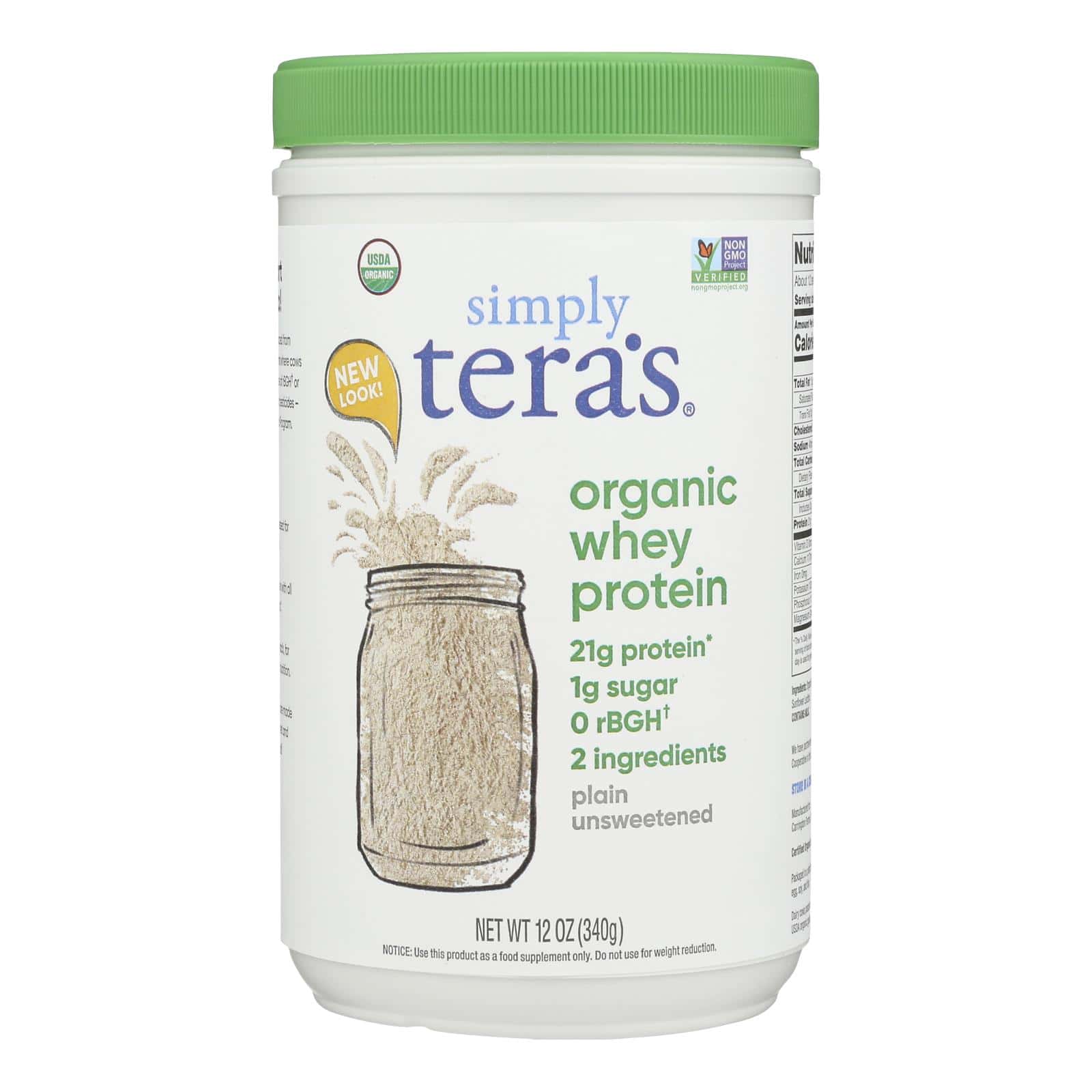Teras Whey Protein Powder - Whey - Organic - Plain Unsweetened - 12 oz - Image 2
