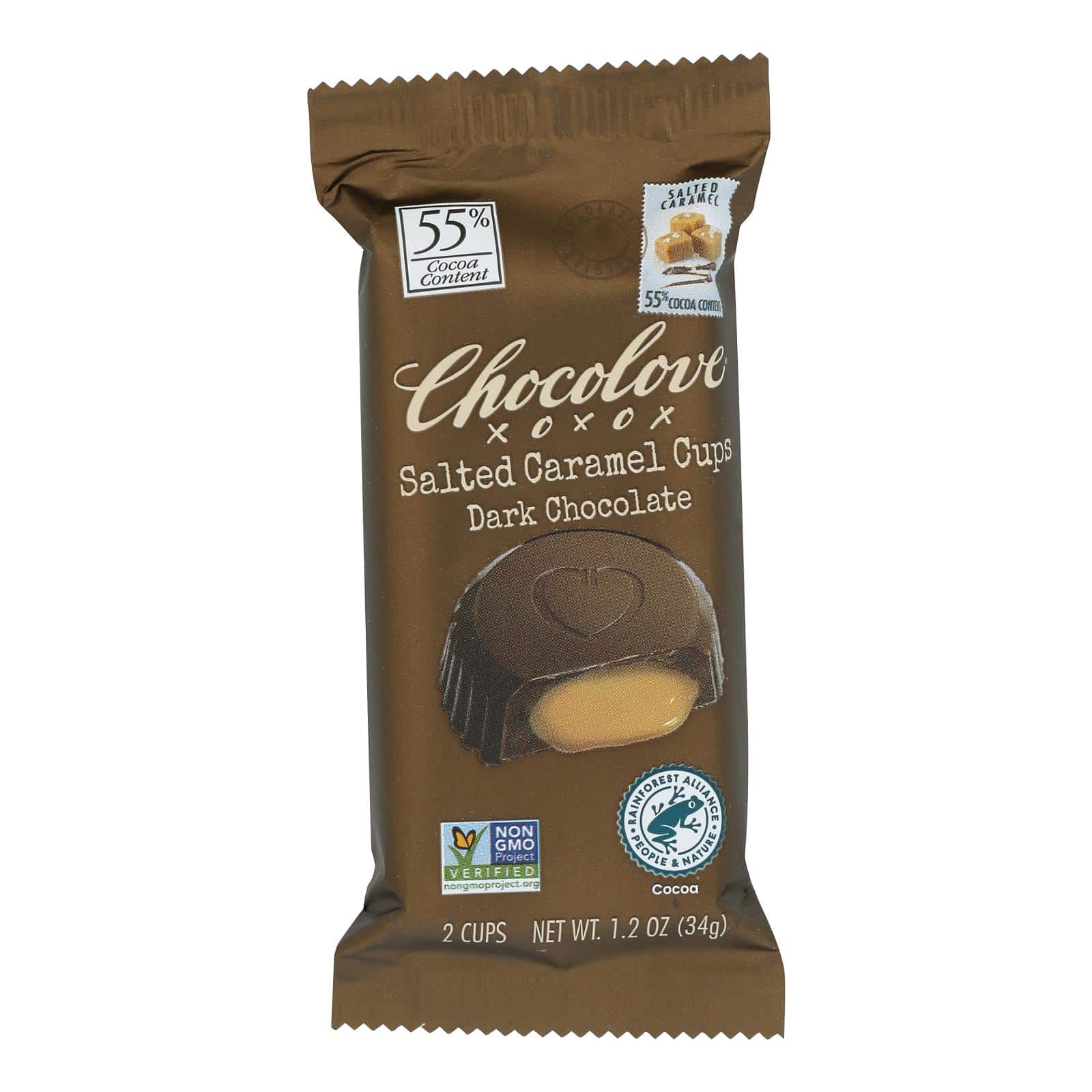 Chocolove - Cup Salted Caramel Dark Chocolate - Case of 10 - 1.2 ounces - Image 3