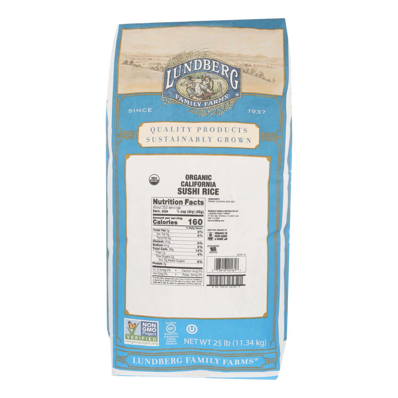 Lundberg Family Farms Organic Sushi Short Grain White Rice - Single Bulk Item - 25LB - Image 2