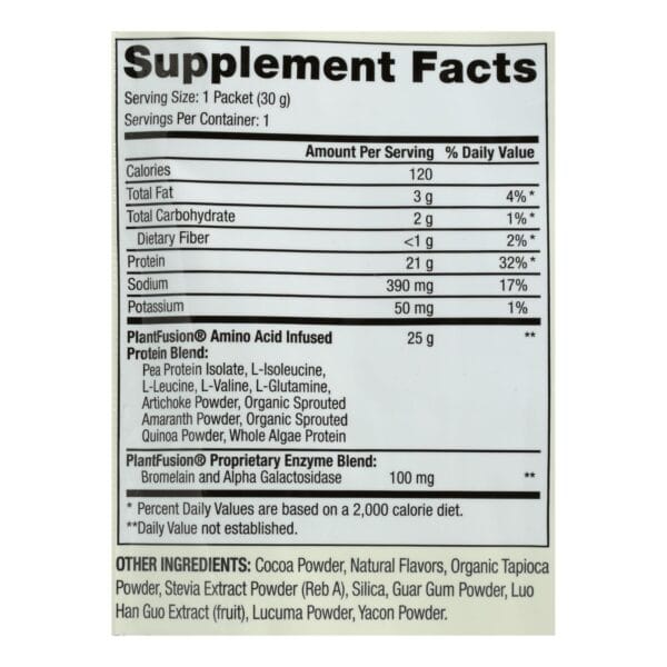 Plantfusion - Complete Protein - Chocolate - Case of 12 - 30 Grams - Image 2
