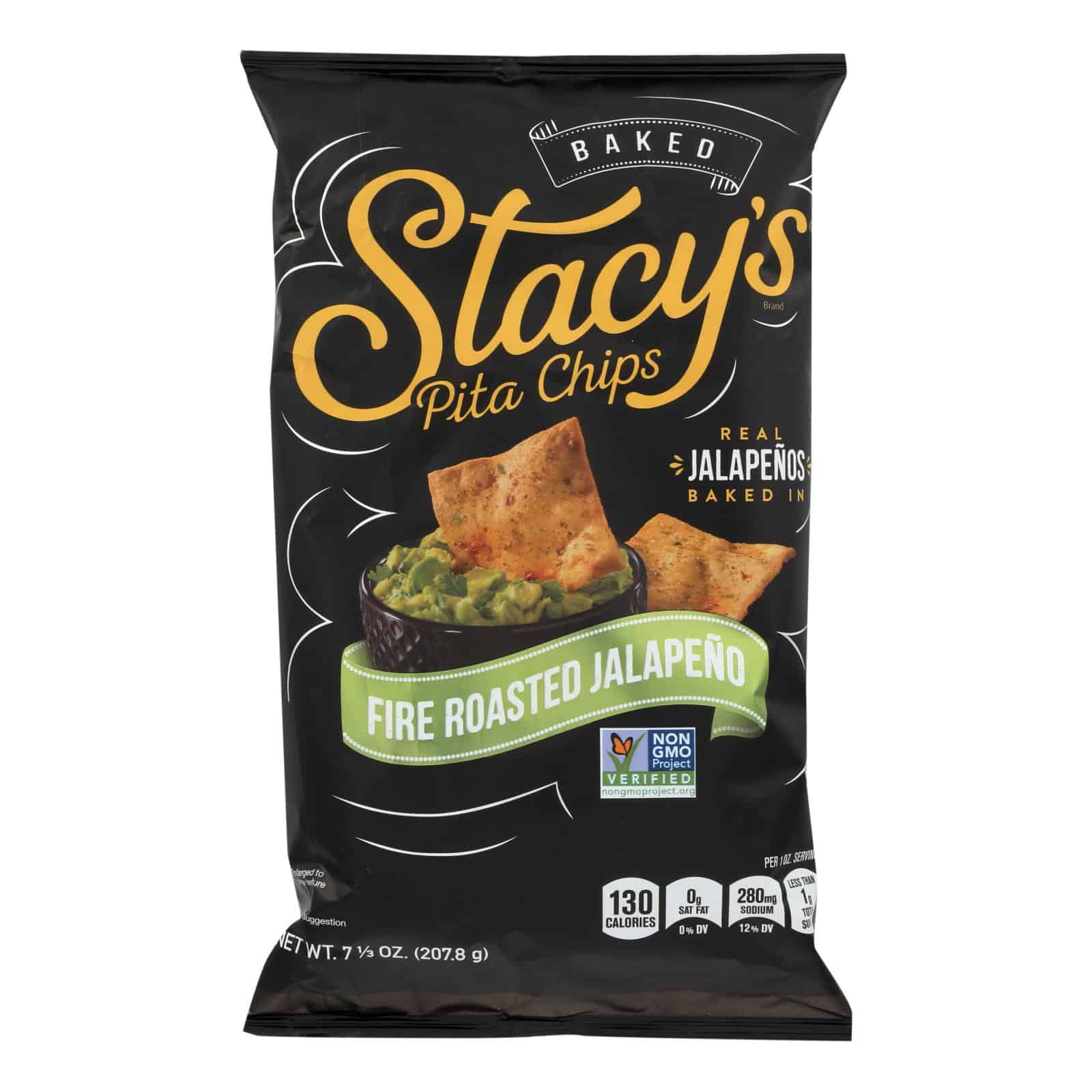 Stacy's Pita Chips Fire Roasted Jalapeno Pita Chips - Roasted Jalapeno - Case of 12 - 7.33 oz. - Image 3