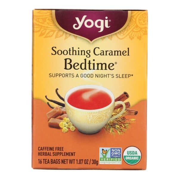 Yogi Bedtime Herbal Tea Caffeine Free Soothing Caramel - 16 Tea Bags - Case of 6