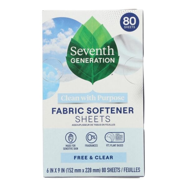 Seventh Generation - Fabric Softener Sheets Fresh & Clear - Case of 4-80 CT