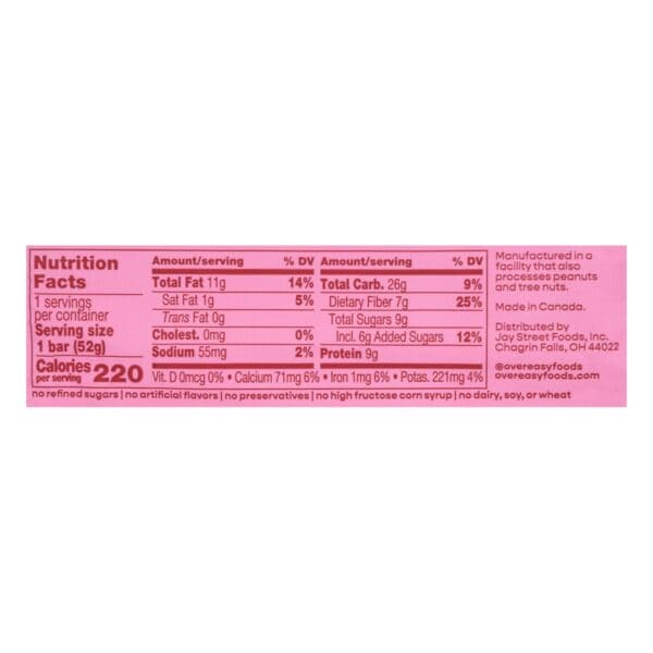 Over Easy - Breakfast Bar Apple Cinnamn - Case of 12-1.8 OZ