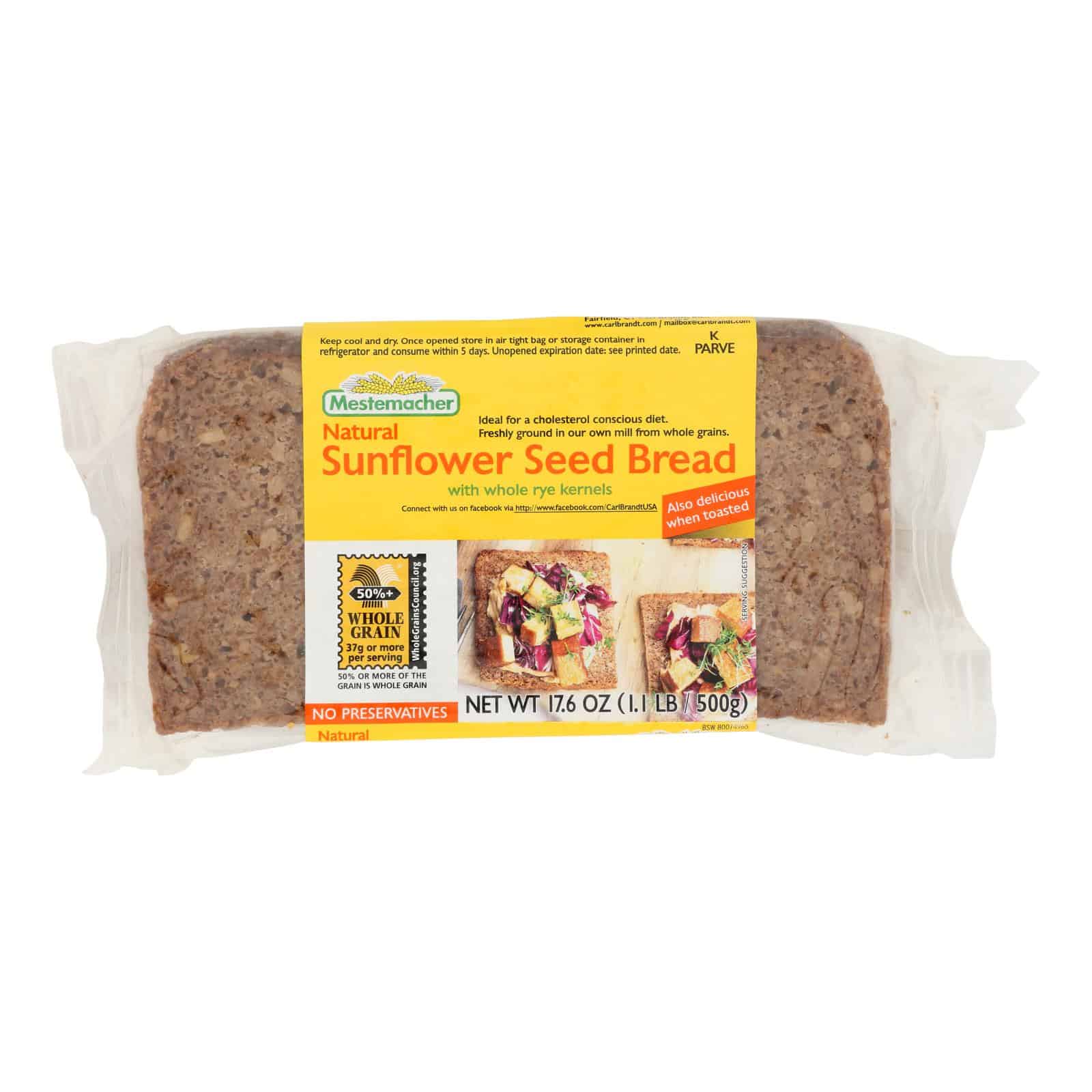 Mestemacher Bread Bread - Sunflower Seed - 17.6 oz - case of 12