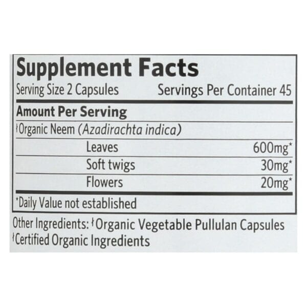 Organic India Usa Whole Herb Supplement, Neem  - 1 Each - 90 VCAP - Image 2