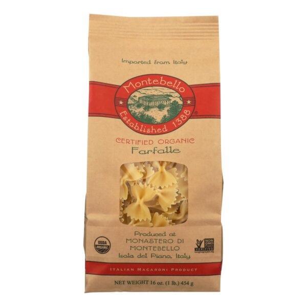 Montebello Organic Pasta - Farfalle - Case of 12 - 1 lb. - Image 2