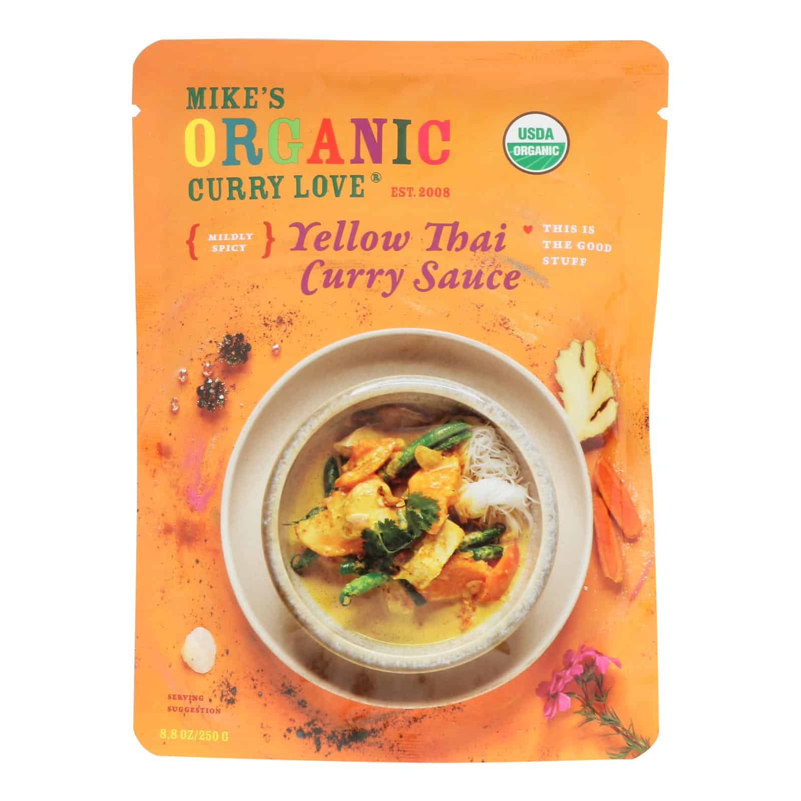 Mike's Organic Curry Love - Organic Curry Simmer Sauce - Yellow Thai - Case of 6 - 8.8 fl oz. - Image 2